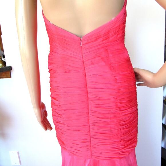 Jovani Women Pink Rhinestone Ruched Strapless Sweetheart Neck Mermaid Dress 6 - Picture 7 of 8